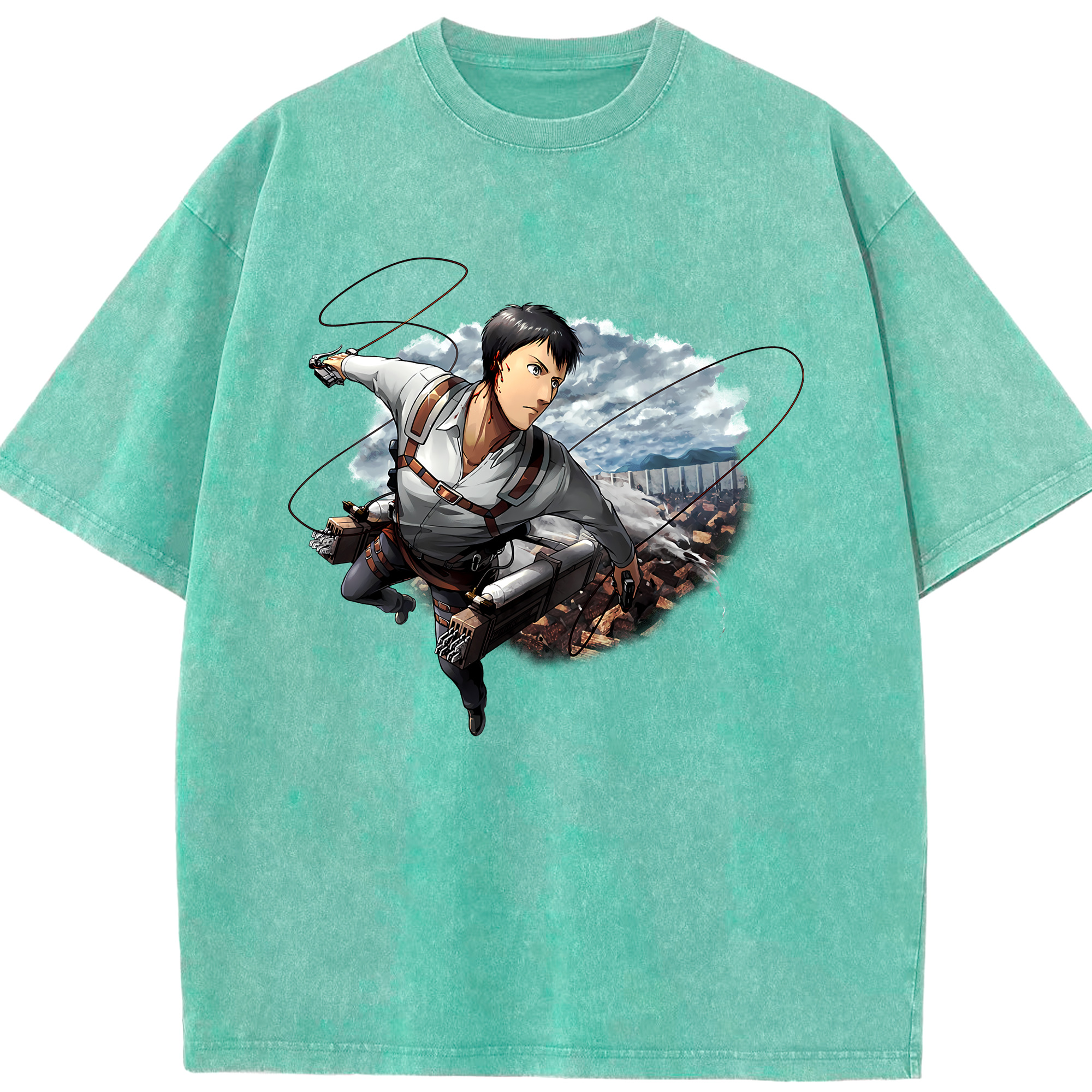（画像用） 進撃の巨人 ベルトルト・フーバー Attack on Titan Bertholdt Hoover 綿100% ヴィンテージ風 半袖Tシャツ（フロントプリント）